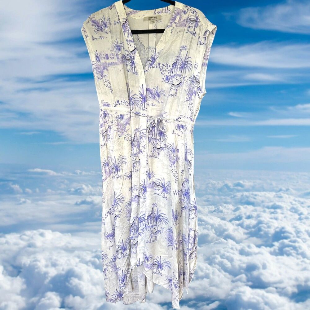All Saints Tate Tajpur Printed A-Line Sleeveless Drawstring Dress Size 10